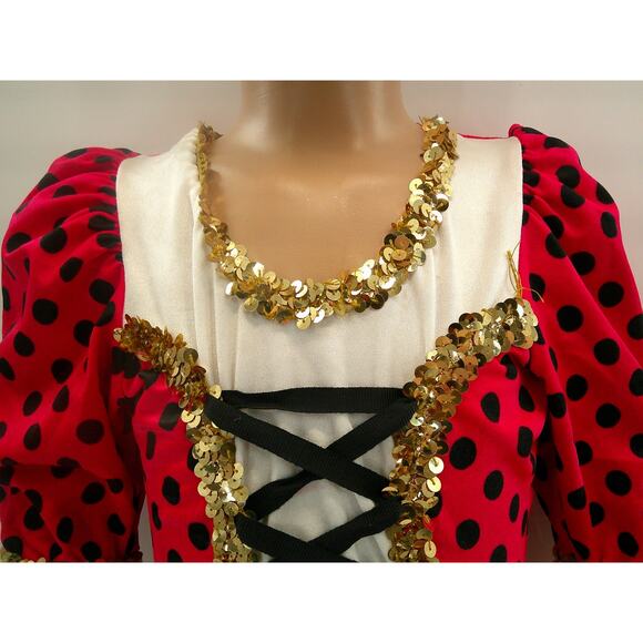 Dance Costume medium Child Red Gallery Jazz Tap Musical Polka Dots Sequin - Picture 2 of 9